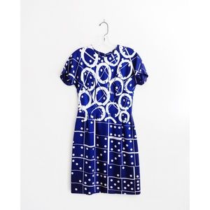 Libertine Blue White Domino Screened Dress fit S 4